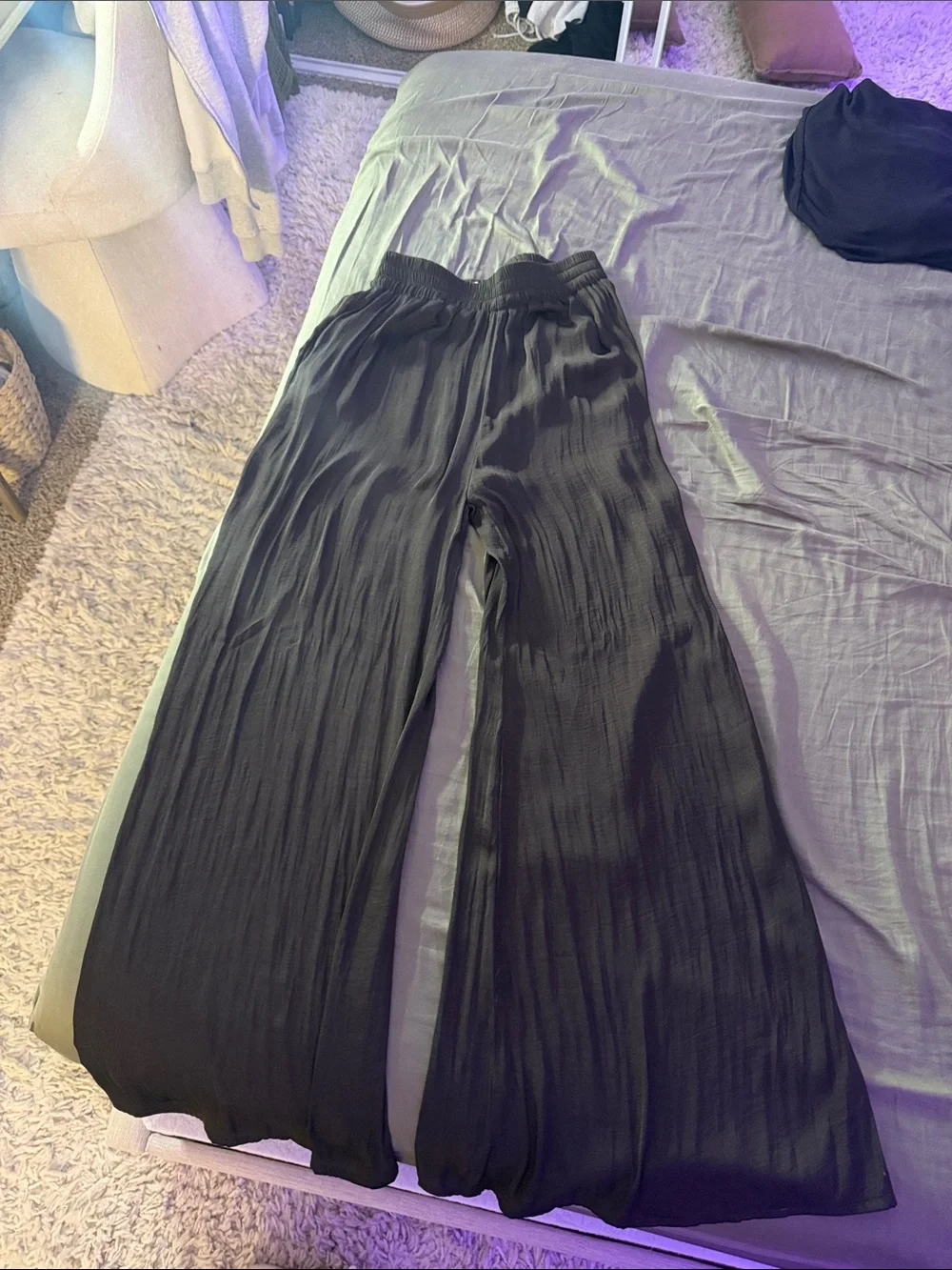 Black Wide-Leg Linen Pants - Zara
